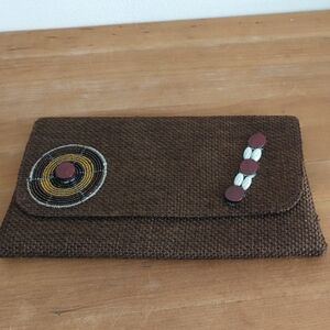 Brown Beaded Clutch Hand Crafted